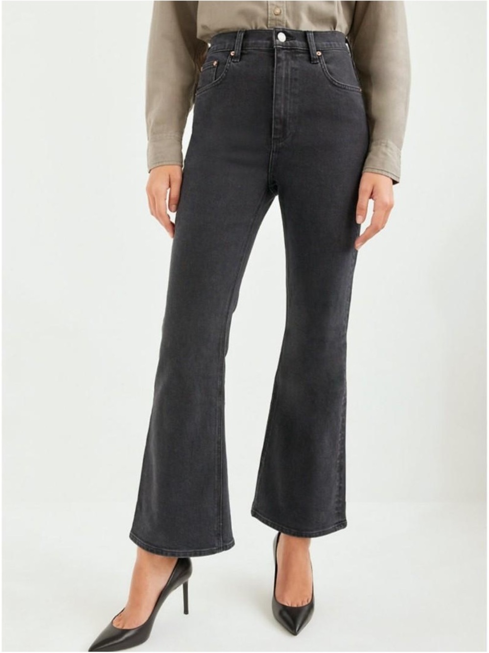 Denim Forum Black High-Rise Flare Jeans